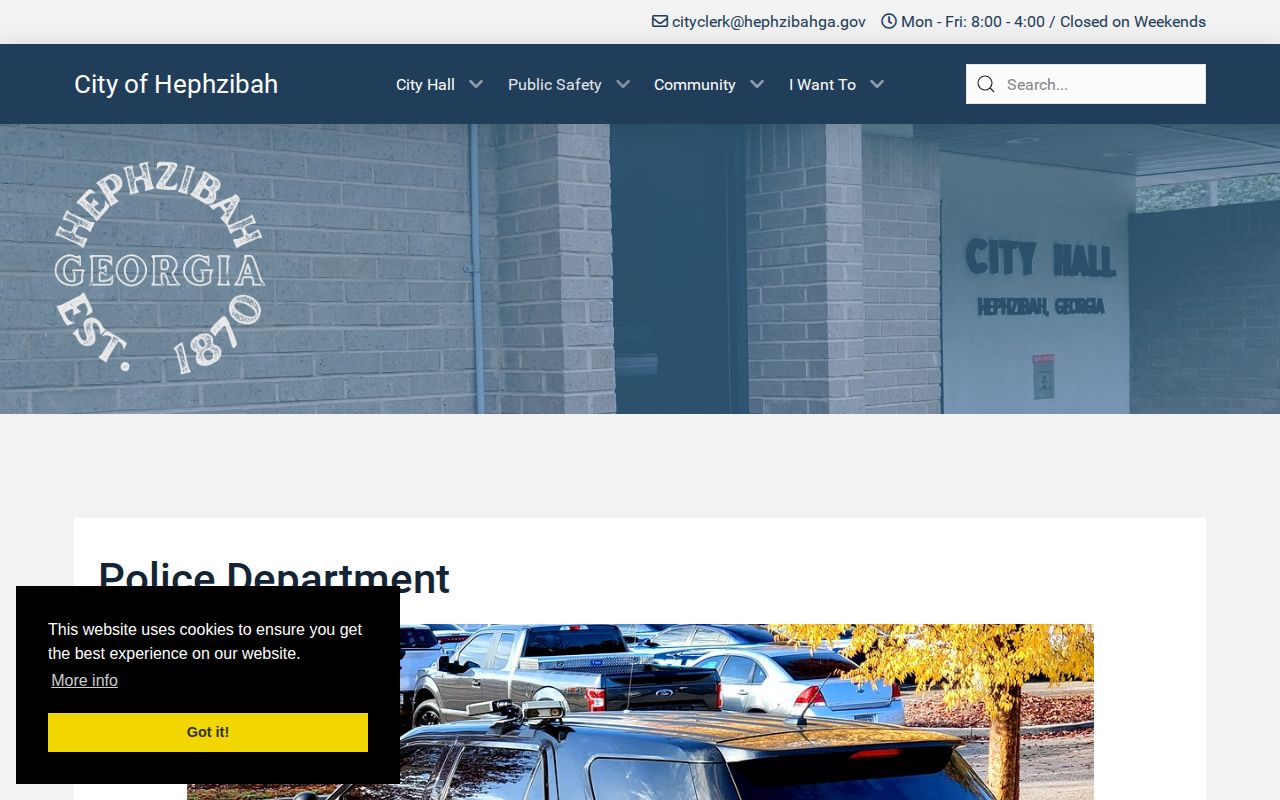 Hephzibah Police Department official page for Richmond County arrest-record routing
