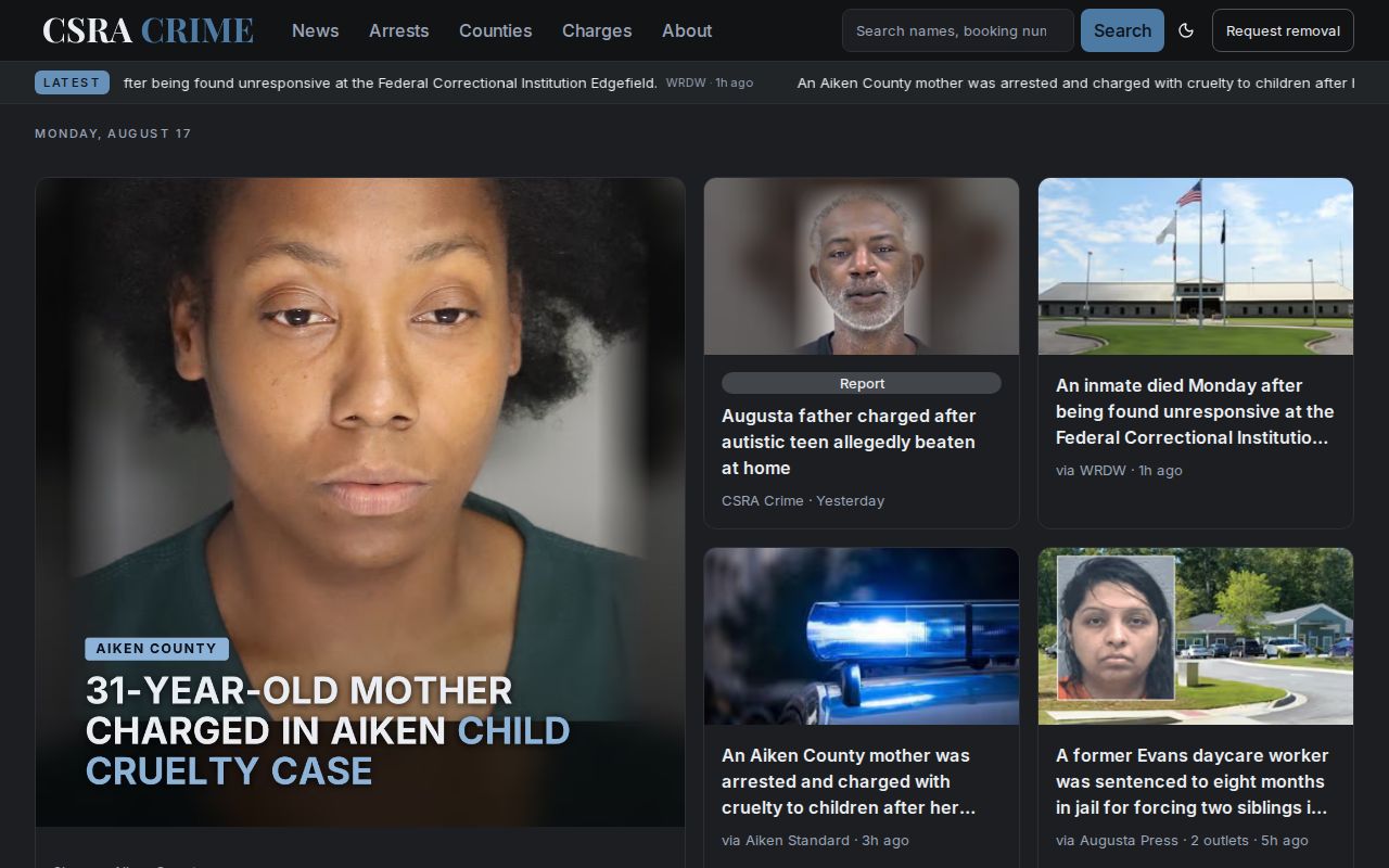 CSRA Crime local Richmond County booking and crime source