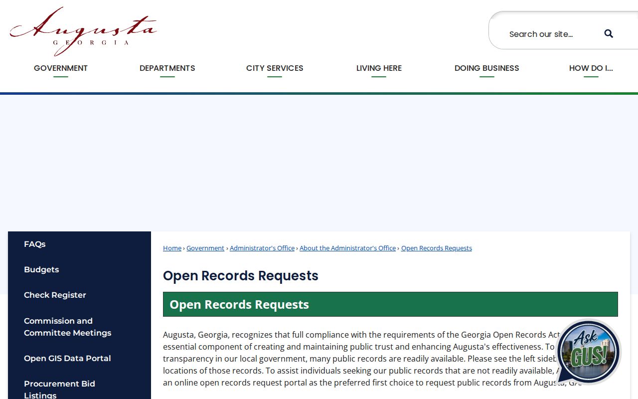 Richmond County Sheriff's Office open-records routing page for booking records
