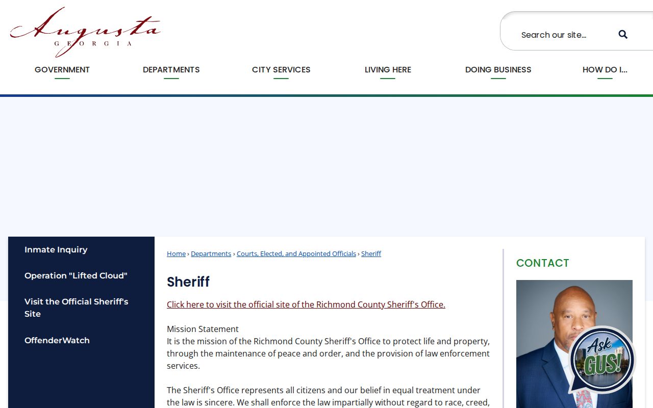 Richmond County Sheriff's Office official contact and offender information page
